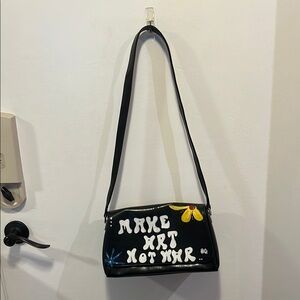 Black and Yellow Playful Shoulder Bag with hand painted design